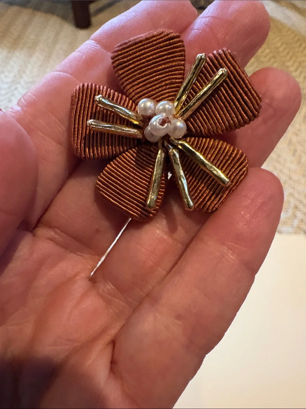J crew Rust Fabric Pierced Earrings